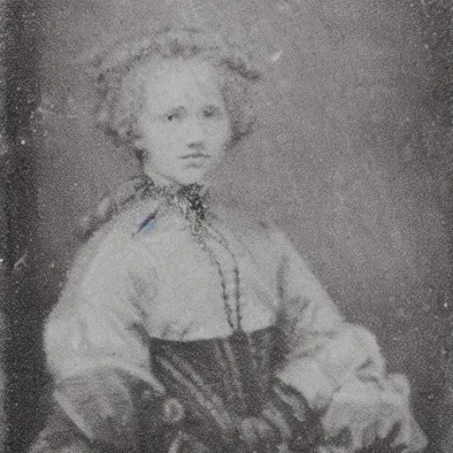 Prompt: photograph from the 1600s, faded, blurry, faded, blurry, faded, blurry, unclear, first ever photograph