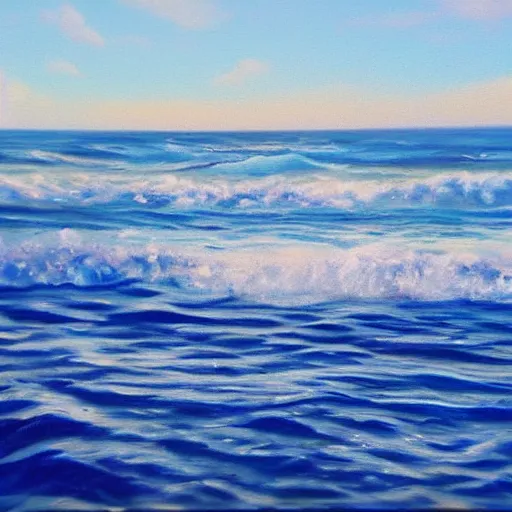 Prompt: painting of a beautiful photorealistic ocean, oil on canvas