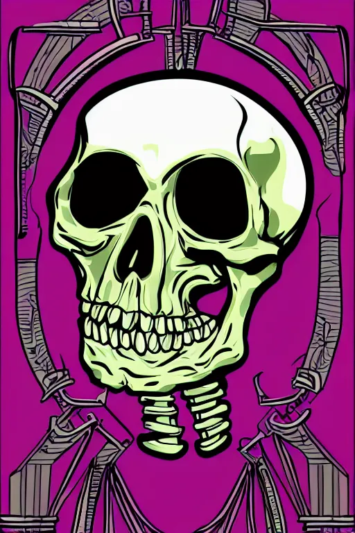 Image similar to A portrait of a skeleton that is a gangster, sticker, colorful, illustration, highly detailed, smooth and clean vector curves, no jagged lines, vector art, smooth