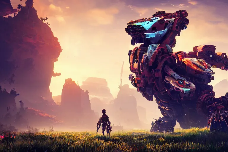 Image similar to tideripper machine mecanical creature robot of horizon forbidden west horizon zero dawn bioluminiscence global illumination ray tracing hdr fanart arstation by ian pesty and alena aenami artworks in 4 k