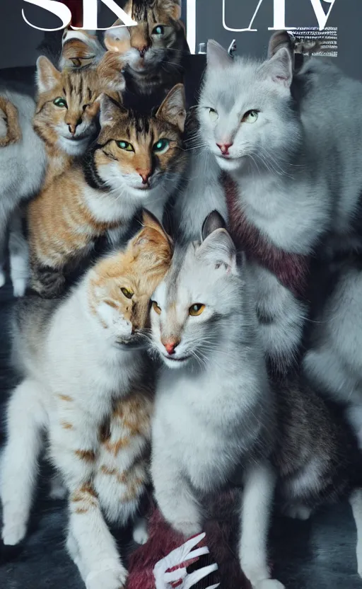 Image similar to a strike of catgirls because of their paws, luxury, expensive, high fashion magazine cover, furry, photo portrait, symmetry, awesome exposition, very detailed, highly accurate, professional lighting diffracted lightrays, 8 k, sense of awe