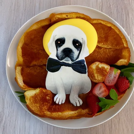 Prompt: breakfast in the shape of a dog