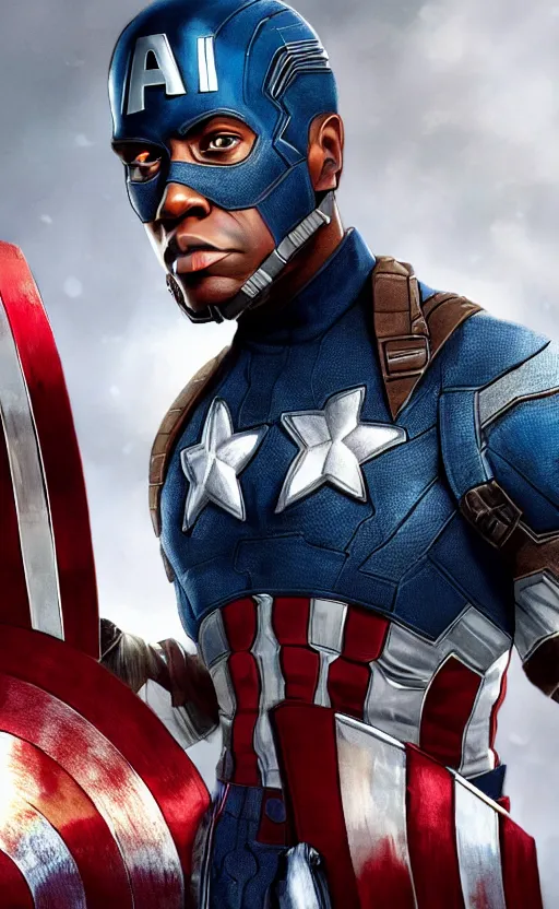 Image similar to kevin hart as captain america, dynamic lighting, photorealistic fantasy concept art, trending on art station, stunning visuals, creative, cinematic, ultra detailed