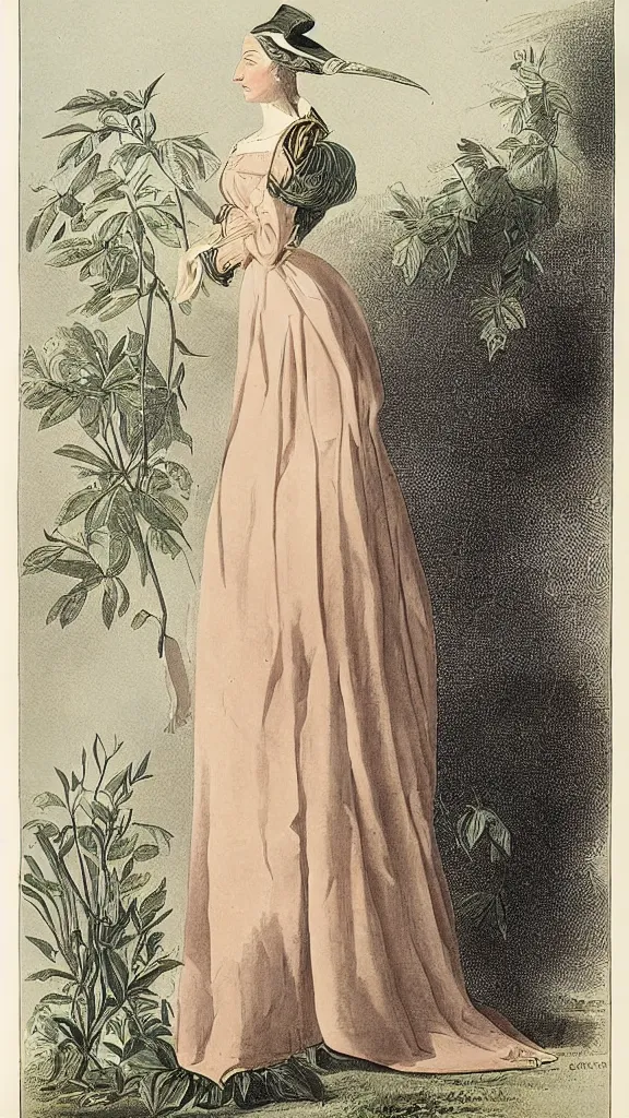 Image similar to a woman, illustration by john james audubon circa 1 8 3 8