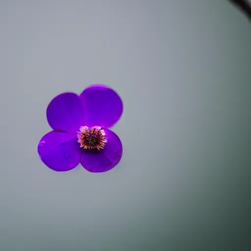 Prompt: closeup photo of 1 lone purple petal flying above a city city park, aerial view, shallow depth of field, cinematic, 8 0 mm, f 1. 8