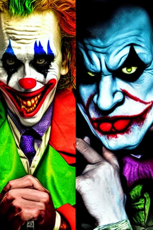 Image similar to joker versus it clown