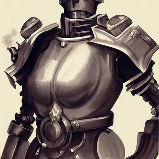 Prompt: German Kaiser Wilhelm II as a giant dieselpunk robot, portrait, concept art, art by Artgerm