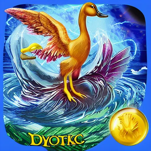 Image similar to lightning mythical creatures vortex duck pond fantasy