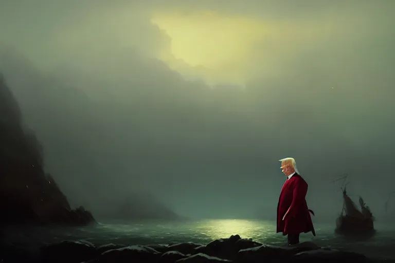 Image similar to Trump vs Biden, portrait, dark makeup, dark crown with magical ruby, painting by Studio Ghibli, Ivan Aivazovsky and Greg Rutkowski, artstation, fantasy, intricate, beautiful, cinematic, octane render, arnold render, 8k, hyper realism, detailed, sharp focus, 4k uhd, masterpiece, award winning