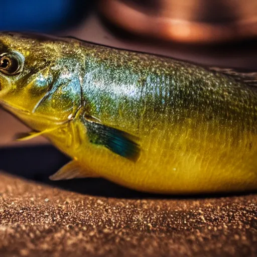 Image similar to a close up photograph of fishbeer, shallow depth of focus