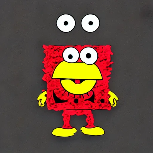 Image similar to half elmo half spongebob, digital art