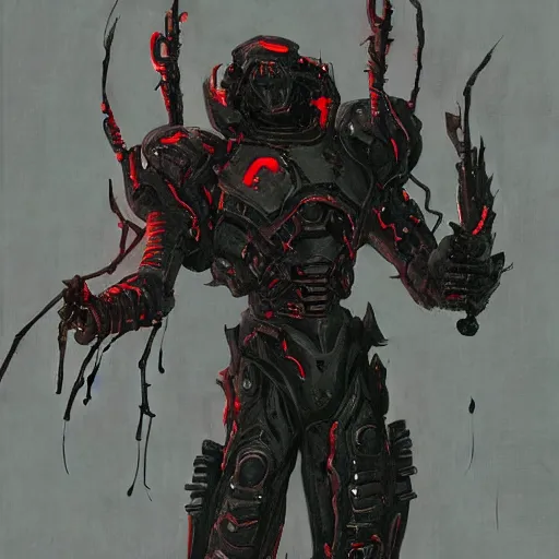 Image similar to doom slayer, painted by tsutomu nihei, painted by stanley lau