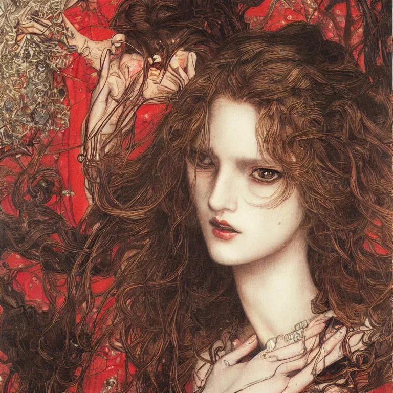 Image similar to portrait of a young woman painted by ayami kojima