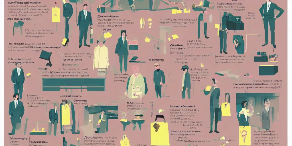 Image similar to getting ready for work pastel infographic by Wes Anderson