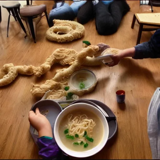 Image similar to room flooded with noodle soup! with muppets
