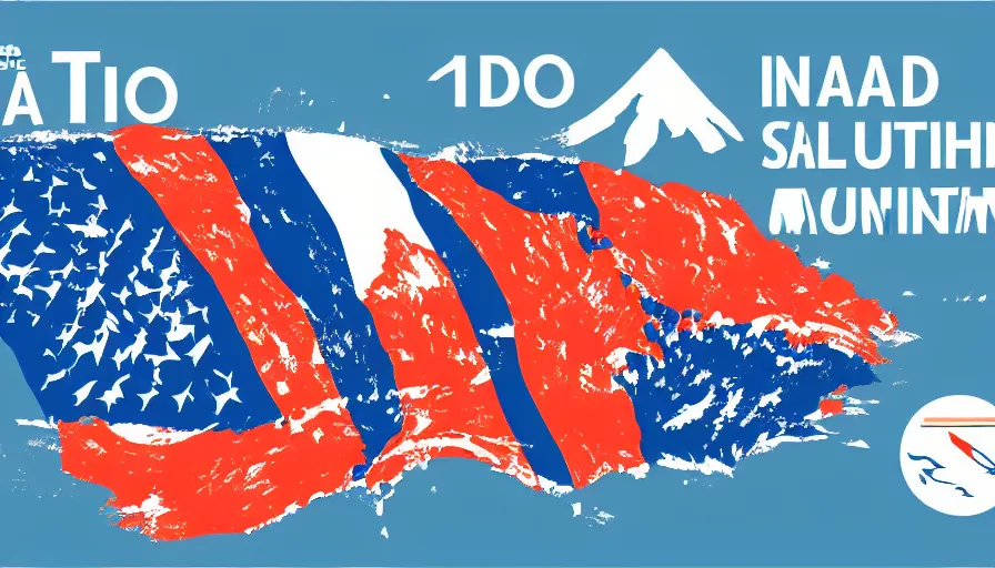 Image similar to A minimalist flag representing Idaho's Salmon River mountain valley, vector graphic, vexillology, cobalt and white color scheme,