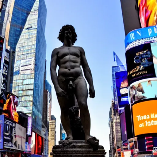 Image similar to a greek statue in times square