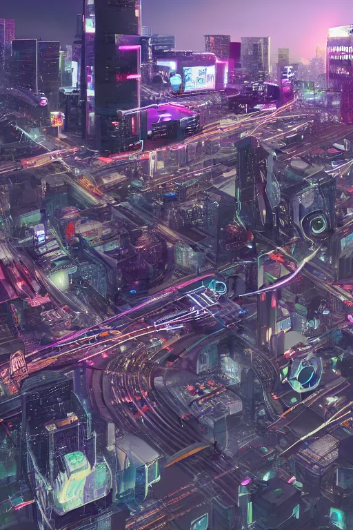 Prompt: a futuristic cyberpunk los angeles with flying traffic and mega structures