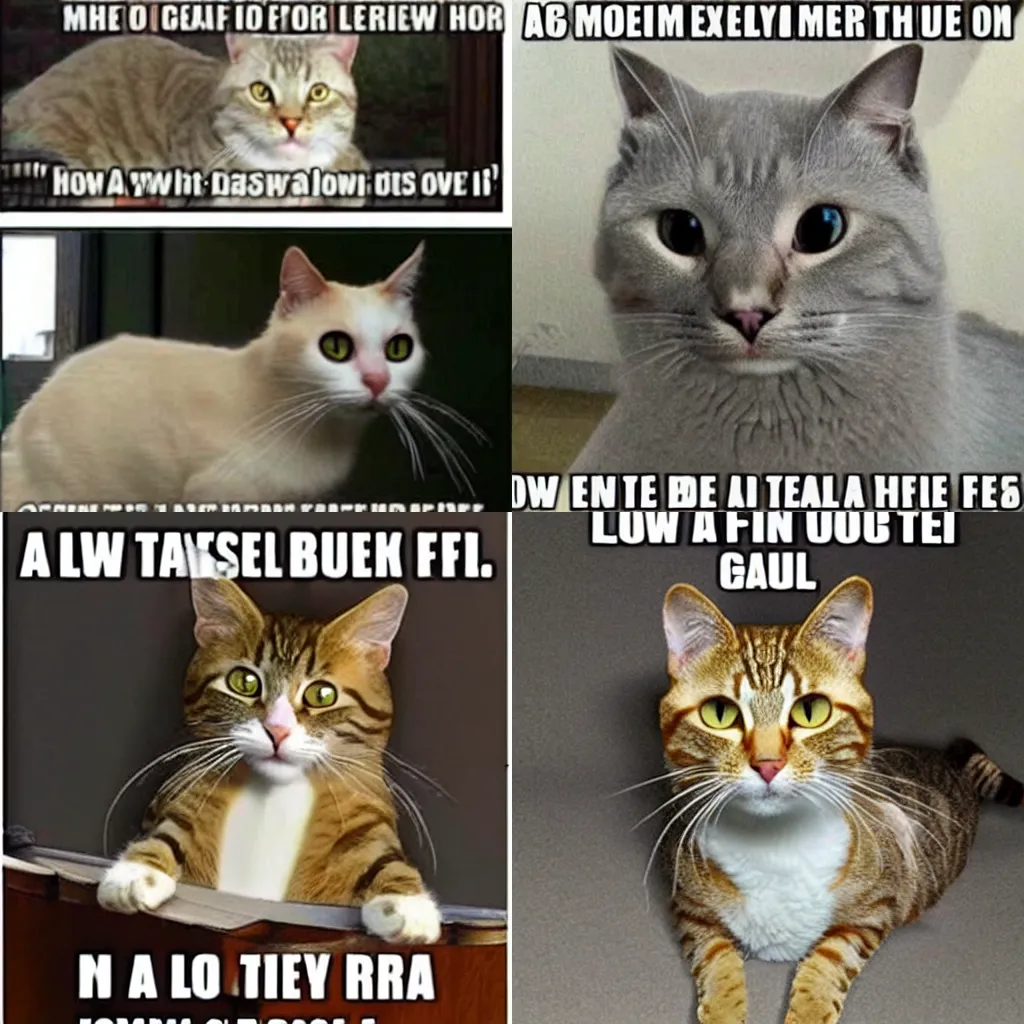 A Low Quality Meme Of A Funny Cat Stable Diffusion