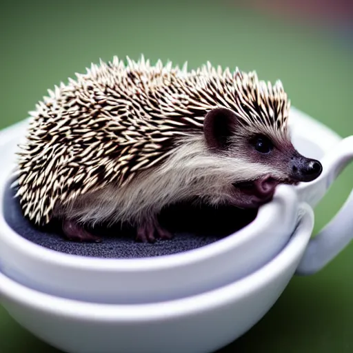 Image similar to baby hedgehog in a teacup, photography, bokeh, sigma 5 0 mm f / 1. 4, minimalistic, 8 k