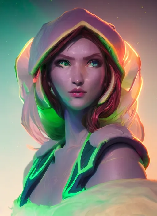 Image similar to glowwave portrait of pusge from dota 2, au naturel, hyper detailed, digital art, trending in artstation, cinematic lighting, studio quality, smooth render, unreal engine 5 rendered, octane rendered, art style by klimt and nixeu and ian sprigger and wlop and krenz cushart.