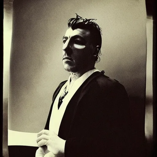 Image similar to cyanotype photograph of Till Lindemann 1800’s 8k trending