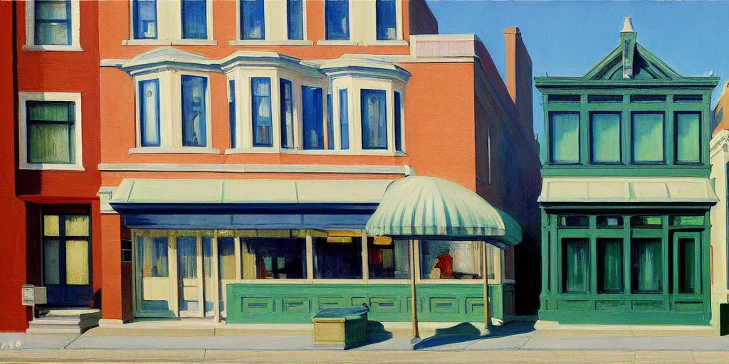 Prompt: google street view of ( 1 6 8 e jackson blvd, chicago, il 6 0 6 0 4 ), painted by edward hopper