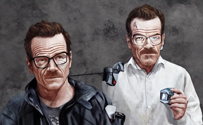 Image similar to Bryan Cranston as Chell from portal