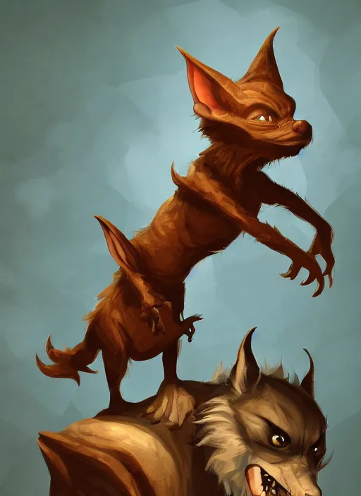 Image similar to Tiny Goblin with no legs riding a giant wolf, digital painting, 8k, HD