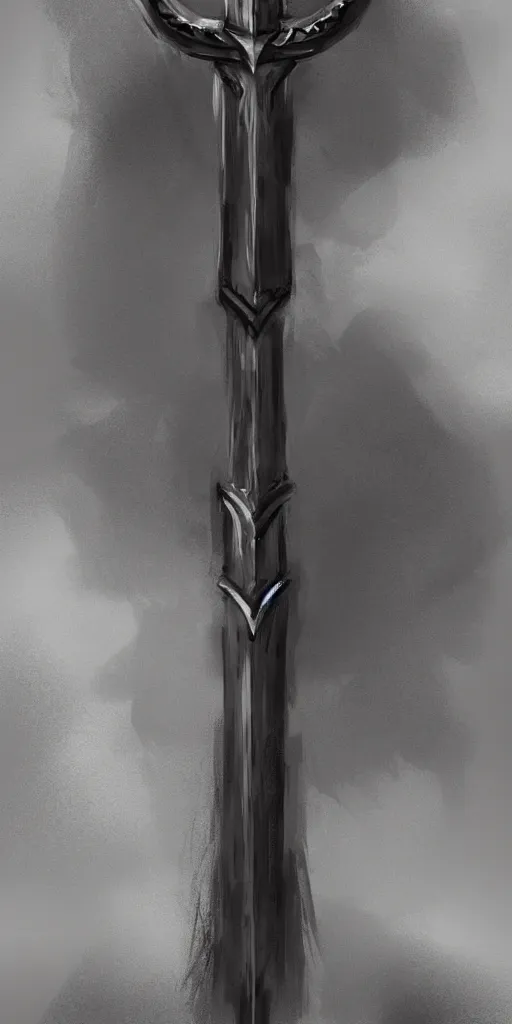 Image similar to long sword, black skull sword guard, concept art, digital painting