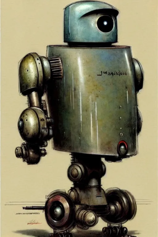 Image similar to ( ( ( ( ( 1 9 5 0 s robot wheeled tracked. muted colors. ) ) ) ) ) by jean - baptiste monge!!!!!!!!!!!!!!!!!!!!!!!!!!!!!!