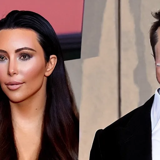 Image similar to paparazzi photo of elon musk dating kim kardashian