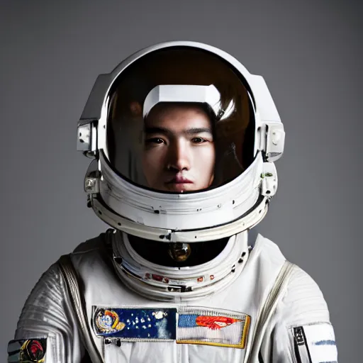 Prompt: a portrait of a beautiful young male wearing an alexander mcqueen astronaut armor , photographed by andrew thomas huang, artistic