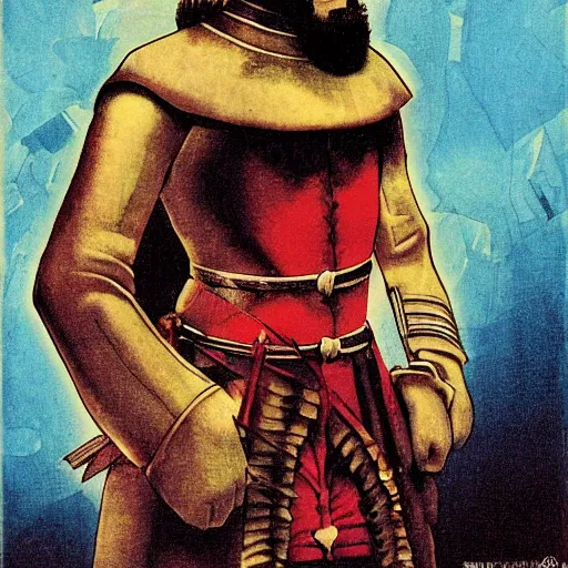 Prompt: spanish conquistador portrait, by Satoshi Kon