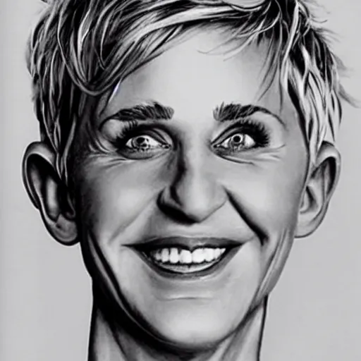 Prompt: ellen degeneres drawn by mort drucker