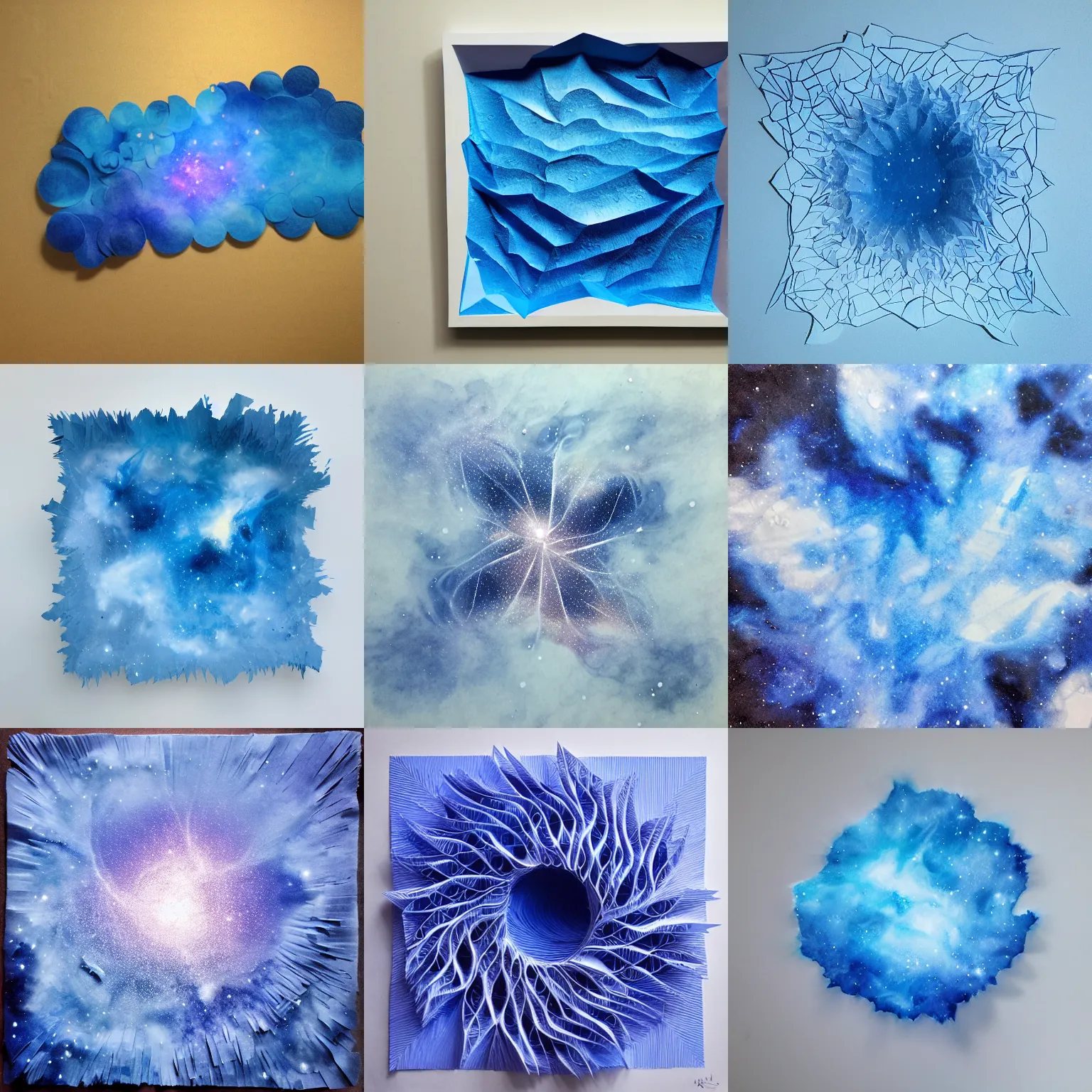 Prompt: blue nebula, paper art