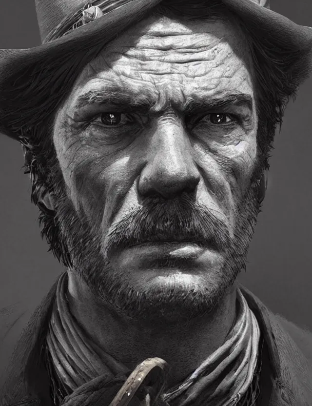 Image similar to close face portrait of an old male bar keeper as red dead redemption 2 concept art, art by ryo shiotani and greg rutkowski, intricate, beautiful, cute, cinematic lighting, vintage art by serge ivanoff, high resolution, very detailed