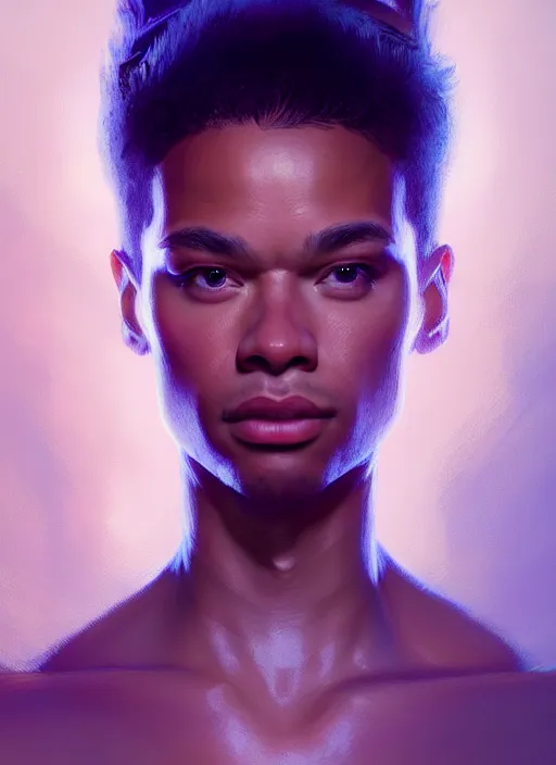 Image similar to portrait of jordan calloway, intricate, elegant, glowing lights, highly detailed, digital painting, artstation, concept art, smooth, sharp focus, illustration, art by wlop, mars ravelo and greg rutkowski