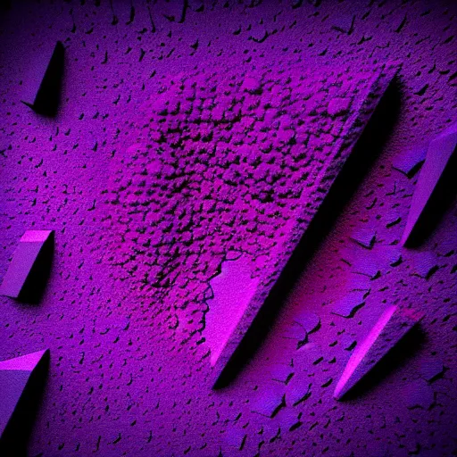 Prompt: 3D statue!!!, purple shattered paint!, glowing lava!!!, conglomerate!, slush!!, organized!, abstract!, black backdrop!, 4k!, award-winning photo!!!!