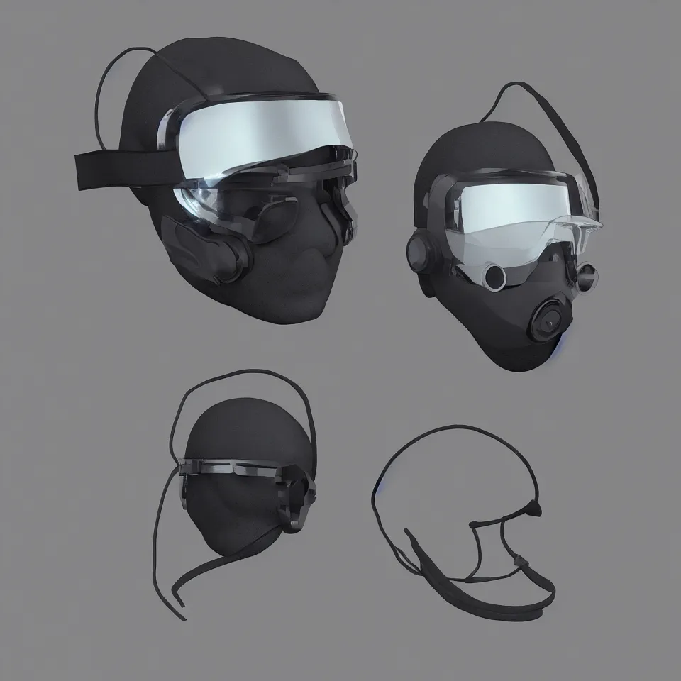 Image similar to front view minimalist nano cyber headgear combat goggles helmet highly detailed product catalog, hyper concept art, smooth, crisp sharp focus, simple draft aaa unreal artstation