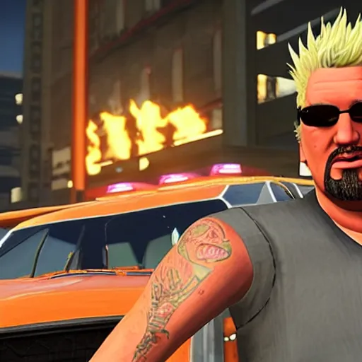 Image similar to guy fieri in grand theft auto, ultra screenshot