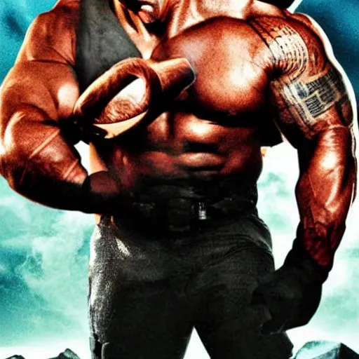 Prompt: dwayne the rock johnson as a cyclops