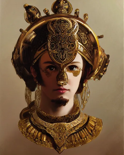 Prompt: portrait of an ancient greek character in intricate ornate armor with an ivory mask, by ilya kuvshinov, by thomas lawrence, by bayard wu, trending on artstation, masterpiece