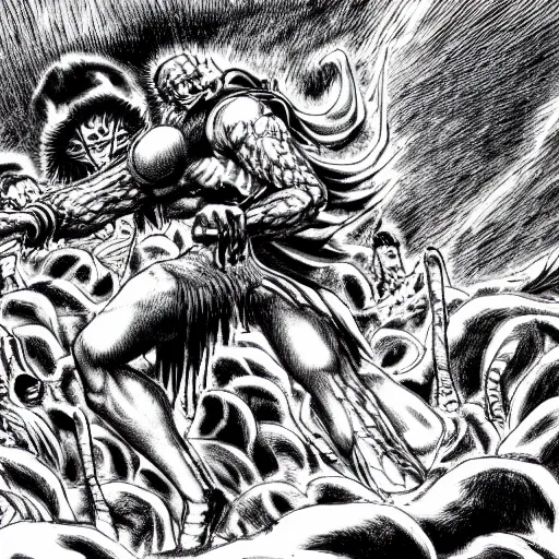 Prompt: hell drawn by Kentaro Miura, high definition