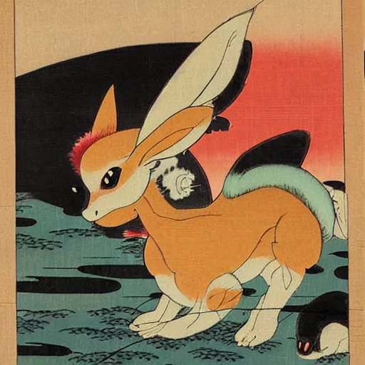 Image similar to Beautiful Ukiyo-e painting of an Eevee