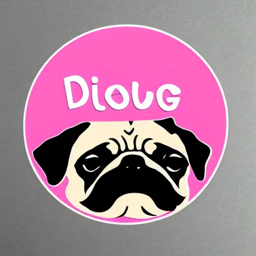 Prompt: cute pug die-cut sticker