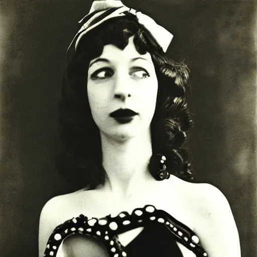 Image similar to photo portrait of a city cabaret female photo by Diane Arbus and Louis Daguerre