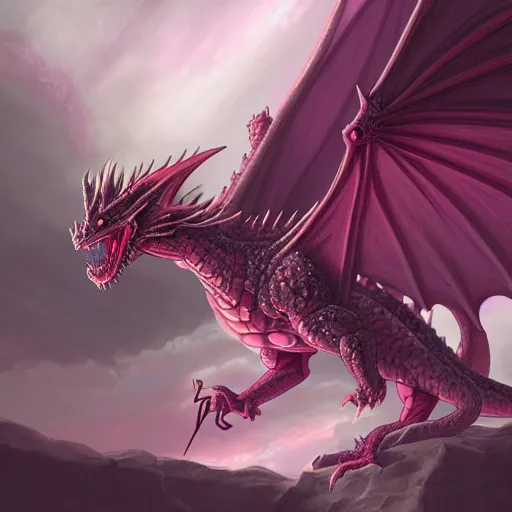 Prompt: pink scaled dragon, extremely detailed, celestial, cinematic composition, fantasy, dnd, dungeons and dragons, extremely detailed, intricate details, artstation