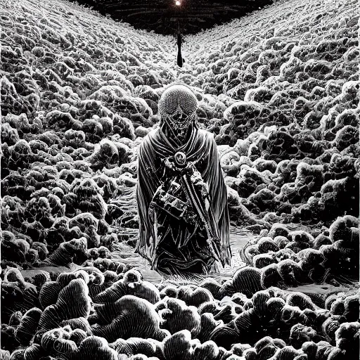 Prompt: apocalypse apocalyptic nuclear explosions god deity judgement day the end revelation of death angels horror art godmachine victo ngai hyperrealism photo - realistic gustave dore and dzo godmachine victo ngai yoji shinkawa apophasis shintaro kago apophasis hyperrealism