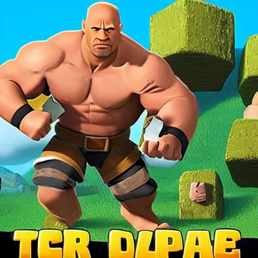 Prompt: dwayne the rock johnson in clash of clans ( mobile game )